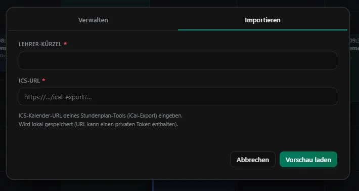 WebUntis Stundenplan-Import in NotenFix