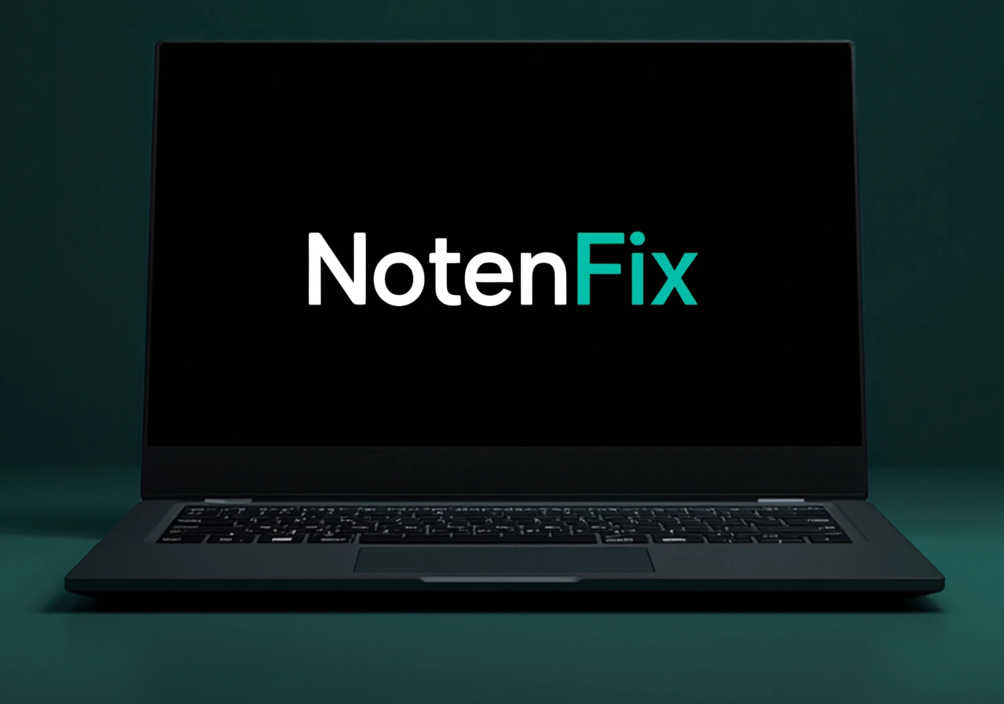 Windows-Laptop mit der NotenFix-Wortmarke am Bildschirm