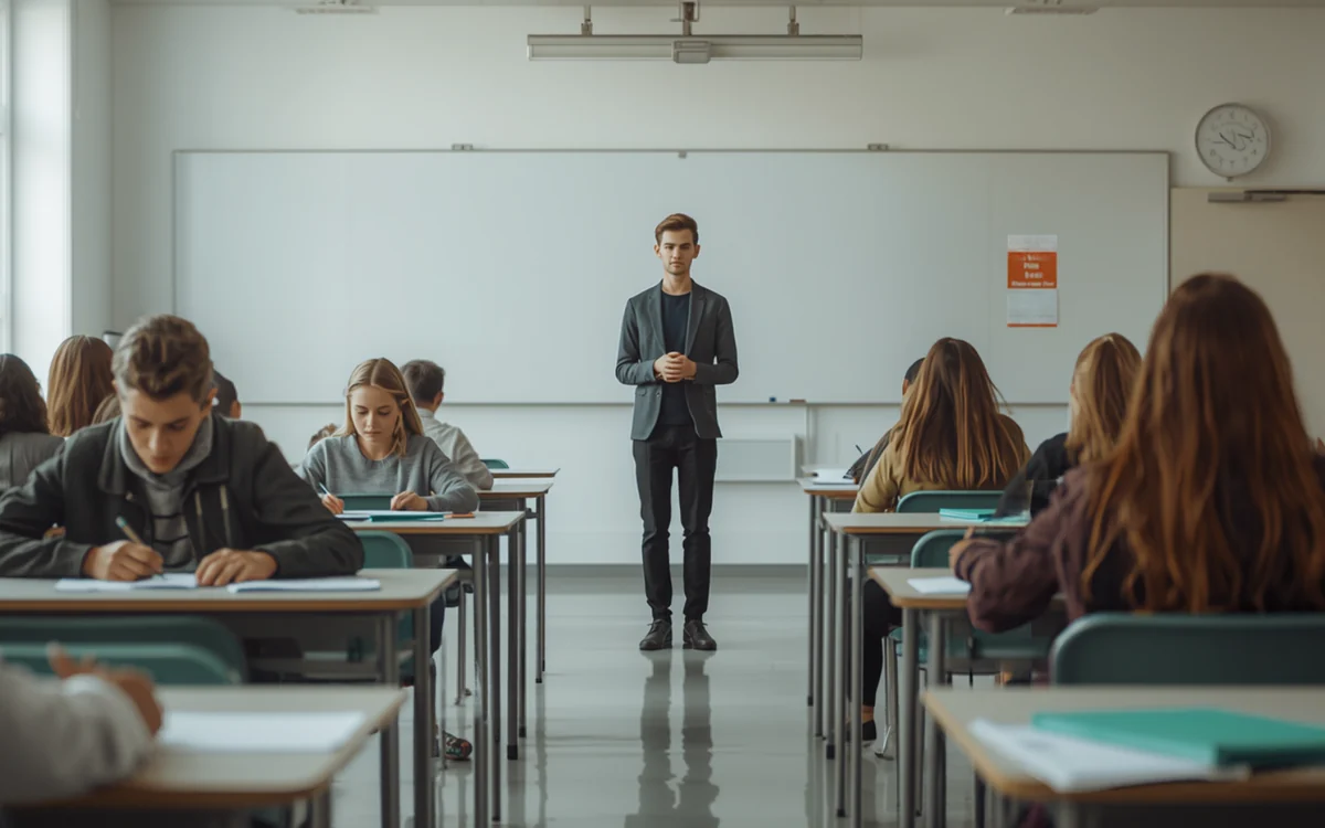 Volle Klasse während einer Schularbeit