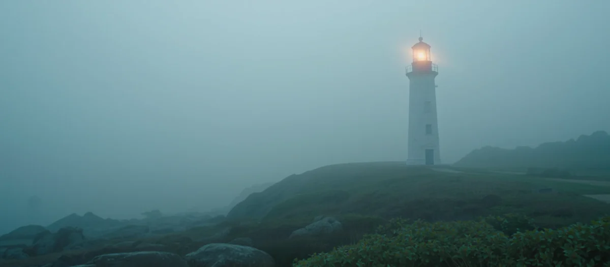 Leuchtturm im Morgennebel
