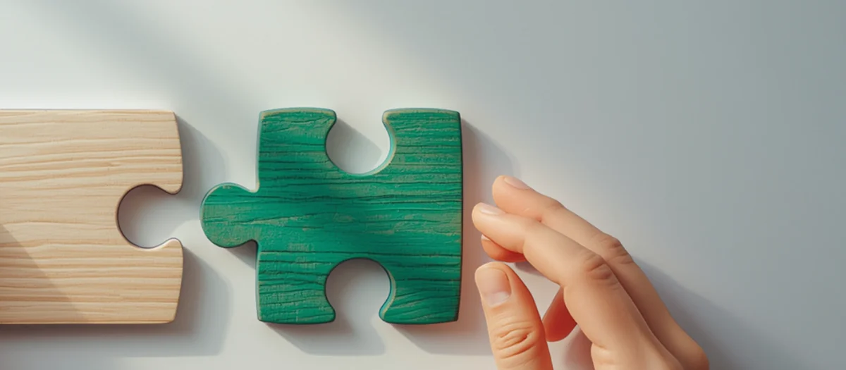 Zwei Puzzleteile kurz vor dem Einrasten